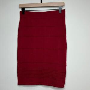 Wow Couture Ribbed Knit Bodycon Skirt Size L Maroon